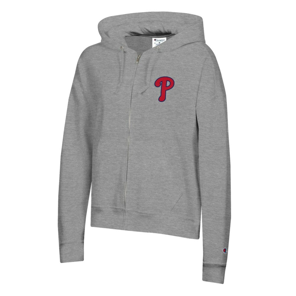 Philadelphia Phillies Champion Women's Powerblend Fleece Full-Zip Hoodie - Heather Gray Hoodies