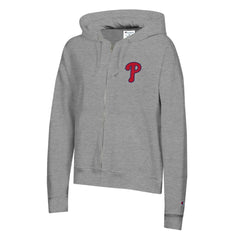 Philadelphia Phillies Champion Women's Powerblend Fleece Full-Zip Hoodie - Heather Gray Hoodies