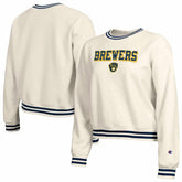 Milwaukee Brewers Champion Women's Reverse Weave Sweatshirt - Cream Sweatshirts