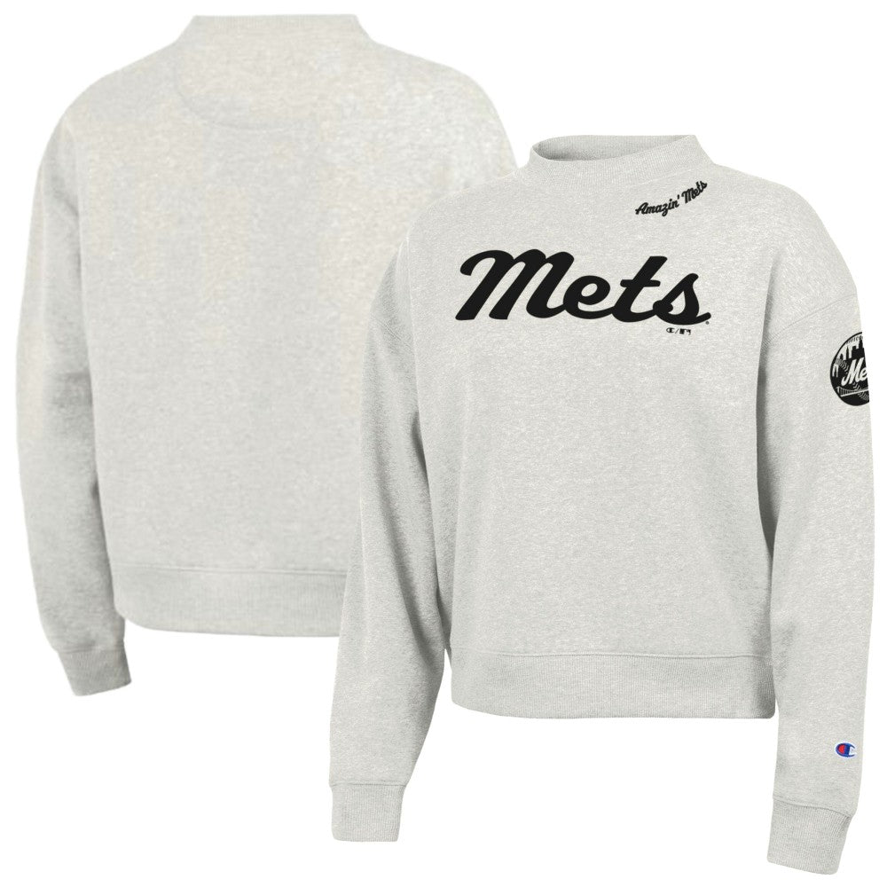 New York Mets Champion Women's Triumph Tri-Blend Sweatshirt - Stone Sweatshirts