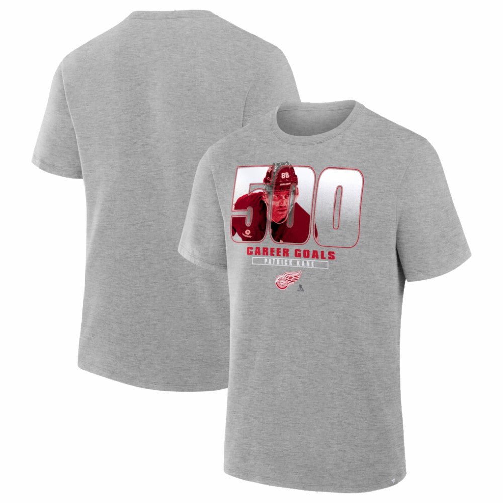 NHL Patrick Kane Detroit Red Wings 500 Career Goals Milestone T-Shirt - Gray