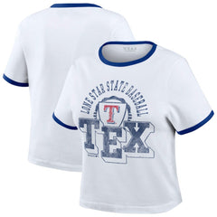 Texas Rangers WEAR by Erin Andrews Women's Ringer Baby T-Shirt - White T-shirts