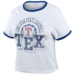 Texas Rangers WEAR by Erin Andrews Women's Ringer Baby T-Shirt - White T-shirts