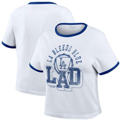 Los Angeles Dodgers WEAR by Erin Andrews Women's Ringer Baby T-Shirt - White T-shirts