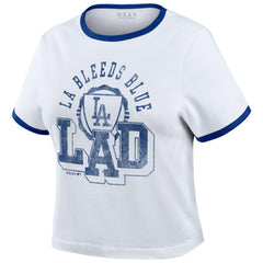 Los Angeles Dodgers WEAR by Erin Andrews Women's Ringer Baby T-Shirt - White T-shirts