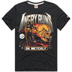 DK Metcalf Pittsburgh Steelers Homage Unisex Angry Runs Player Graphic Tri-Blend T-Shirt Charcoal