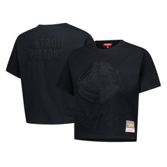 Detroit Pistons Women's Phantom Cropped T-Shirt Black