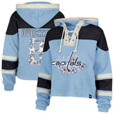 NHL Alexander Ovechkin Washington Capitals '47 Women's Cherry Blossom Superior Lacer Cropped Pullover Hoodie - Light Blue