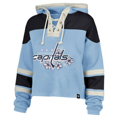 NHL Alexander Ovechkin Washington Capitals '47 Women's Cherry Blossom Superior Lacer Cropped Pullover Hoodie - Light Blue