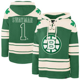 NHL Jeremy Swayman Boston Bruins '47 St. Patrick's Day Player Name & Number Lacer Pullover Hoodie - Kelly Green