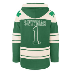 NHL Jeremy Swayman Boston Bruins '47 St. Patrick's Day Player Name & Number Lacer Pullover Hoodie - Kelly Green