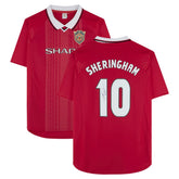 Teddy Sheringham Manchester United Autographed 1999 Red UEFA Champions League Home Jersey Icons