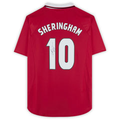 Teddy Sheringham Manchester United Autographed 1999 Red UEFA Champions League Home Jersey Icons