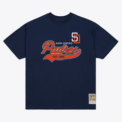 San Diego Padres Mitchell & Ness Script Sweep Arch T-Shirt - Navy T-shirts