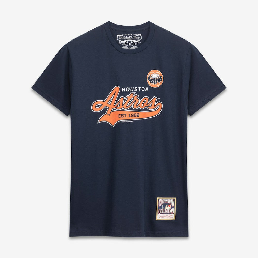 Houston Astros Mitchell & Ness Script Sweep Arch T-Shirt - Navy T-shirts