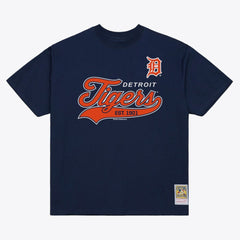 Detroit Tigers Mitchell & Ness Script Sweep Arch T-Shirt - Navy T-shirts