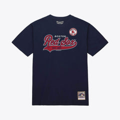 Boston Red Sox Mitchell & Ness Script Sweep Arch T-Shirt - Navy T-shirts