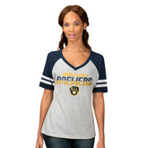 Milwaukee Brewers G-III 4Her by Carl Banks Women's Goal Line Raglan V-Neck T-Shirt - Heather Gray T-shirts