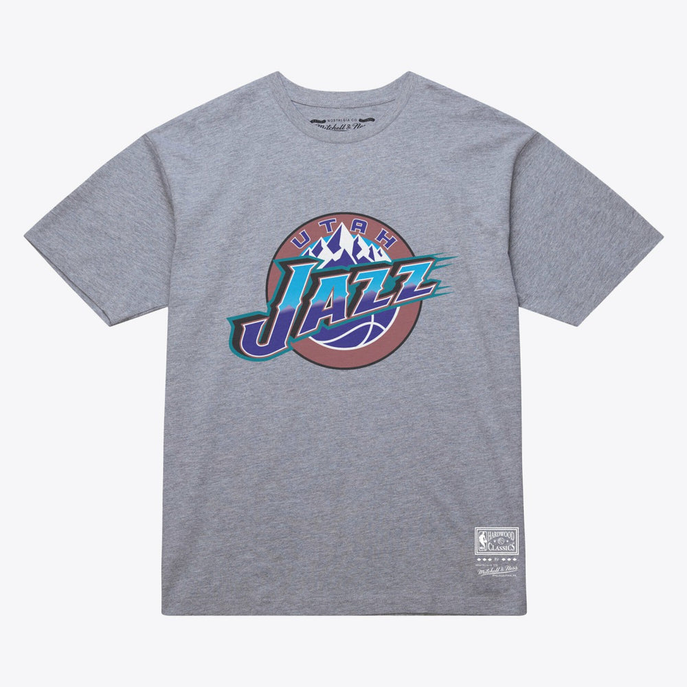 Utah Jazz Unisex Hardwood Classics Arch T-Shirt Heather Gray
