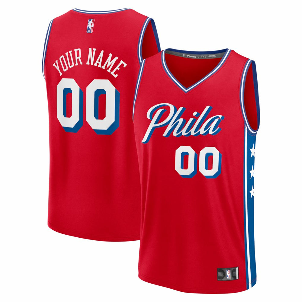 NBA Philadelphia 76ers Fastbreak Custom Jersey - Statement Edition - Red