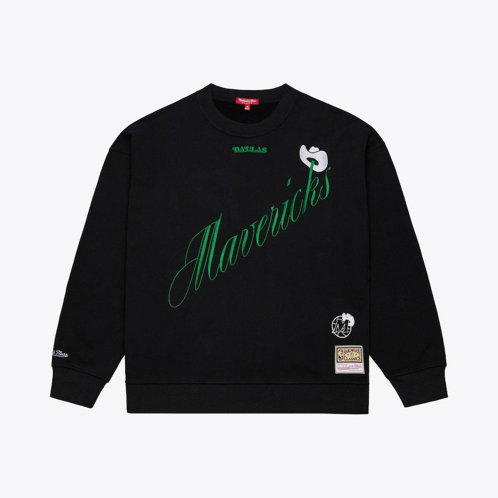 Dallas Mavericks Women's Hardwood Classics Script Lightweight Sweatshirt Black