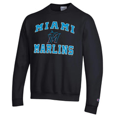 Miami Marlins Champion Heart & Soul Powerblend Sweatshirt - Black Sweatshirts