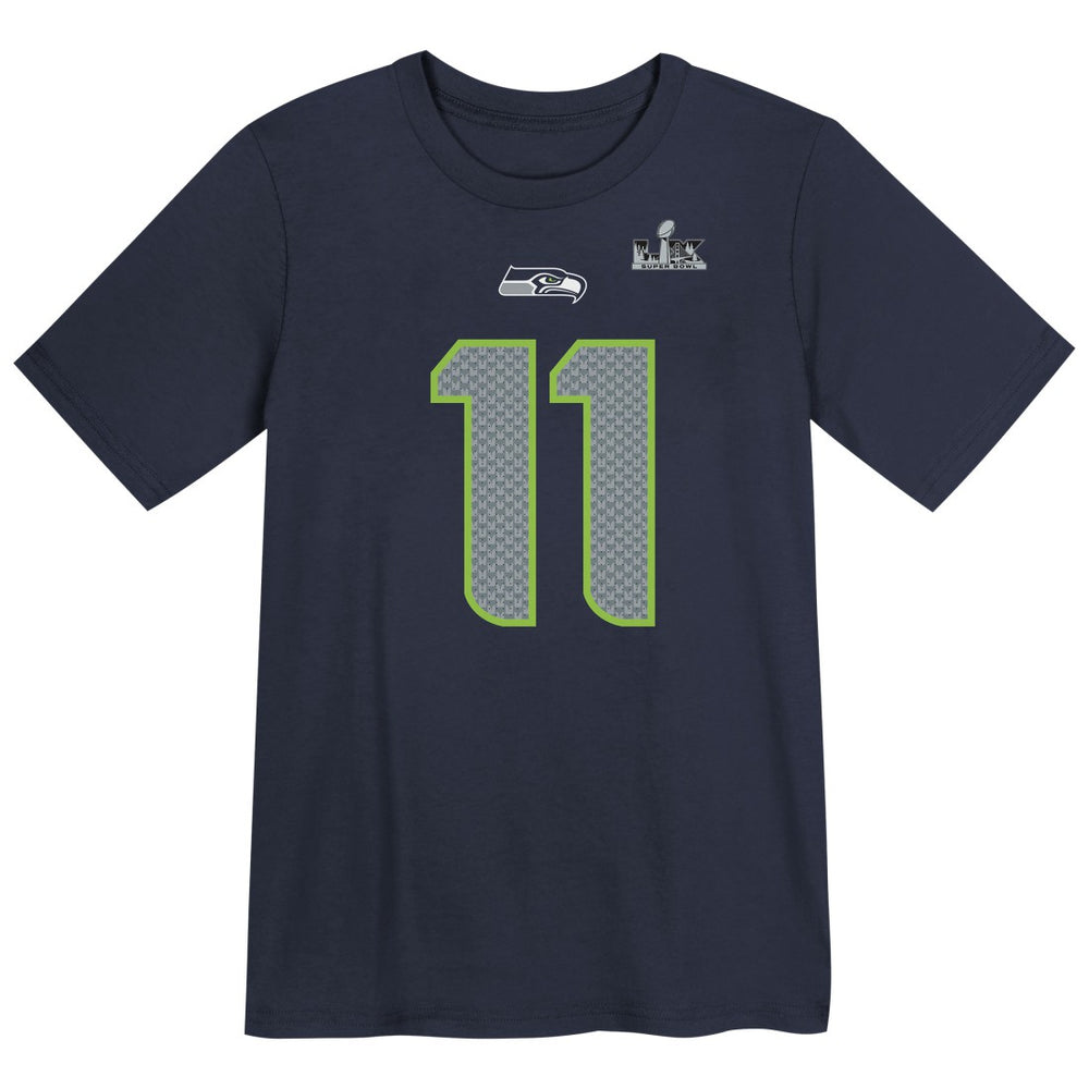 Jaxon Smith-Njigba Seattle Seahawks Preschool Super Bowl LX Patch Name & Number T-Shirt College Navy