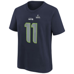 Jaxon Smith-Njigba Seattle Seahawks Youth Super Bowl LX Patch Name & Number T-Shirt College Navy