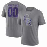 Colorado Rockies Heritage Personalized Any Name & Number Tri-Blend T-Shirt - Gray T-shirts