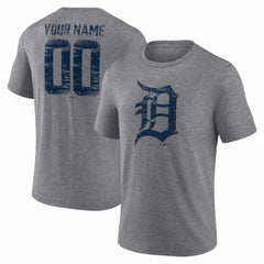Detroit Tigers Heritage Personalized Any Name & Number Tri-Blend T-Shirt - Gray T-shirts