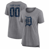 Detroit Tigers Women's Heritage Personalized Any Name & Number Tri-Blend T-Shirt - Gray T-shirts