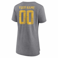 Pittsburgh Pirates Women's Heritage Personalized Any Name & Number Tri-Blend T-Shirt - Gray T-shirts
