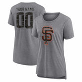 San Francisco Giants Women's Heritage Personalized Any Name & Number Tri-Blend T-Shirt - Gray T-shirts