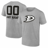 NHL,Custom Anaheim Ducks Big & Tall Personalized Name & Number Monochrome T-Shirt - Gray