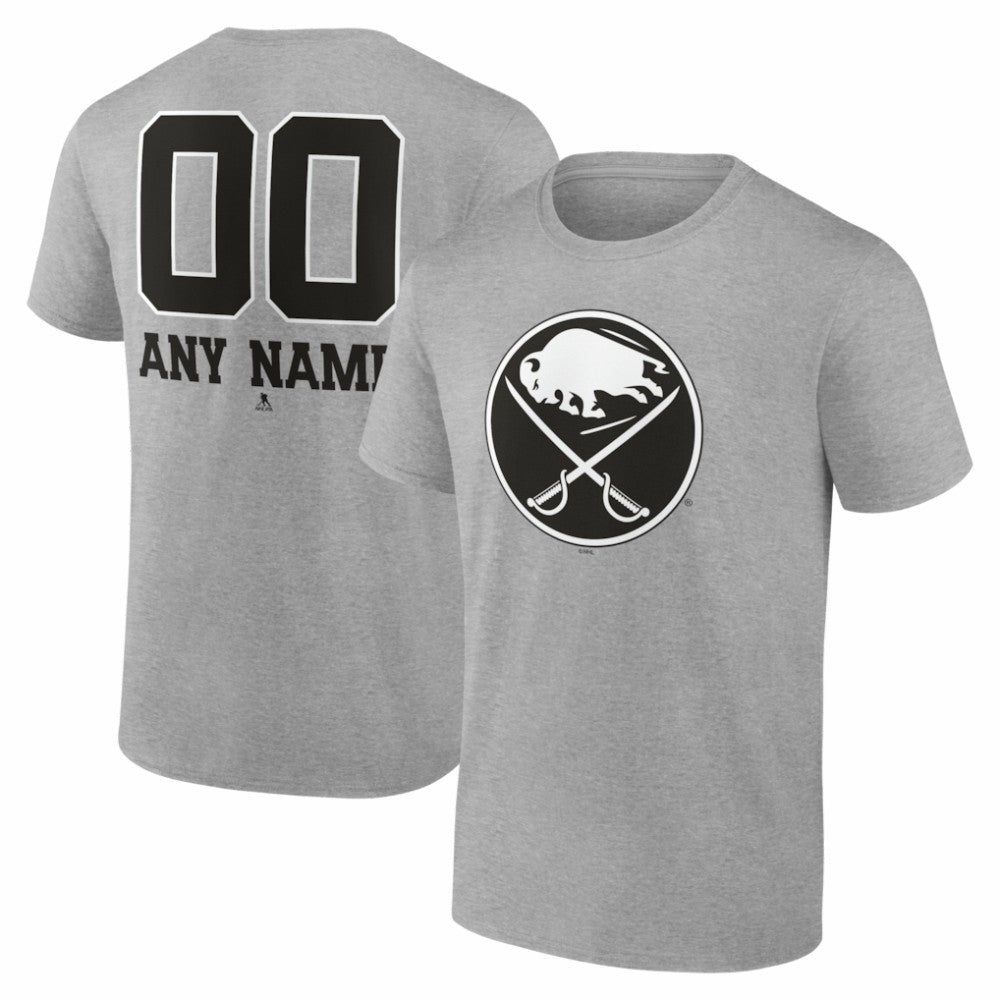 NHL,Custom Buffalo Sabres Big & Tall Personalized Name & Number Monochrome T-Shirt - Gray