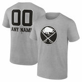 NHL,Custom Buffalo Sabres Big & Tall Personalized Name & Number Monochrome T-Shirt - Gray