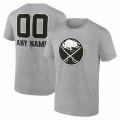 NHL,Custom Buffalo Sabres Big & Tall Personalized Name & Number Monochrome T-Shirt - Gray