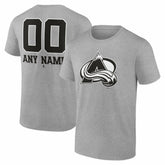 NHL,Custom Colorado Avalanche Big & Tall Personalized Name & Number Monochrome T-Shirt - Gray