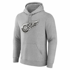 NHL,Custom Detroit Red Wings Big & Tall Personalized Name & Number Monochrome Pullover Hoodie - Gray