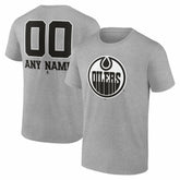 NHL,Custom Edmonton Oilers Big & Tall Personalized Name & Number Monochrome T-Shirt - Gray
