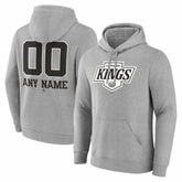 NHL,Custom Los Angeles Kings Big & Tall Personalized Name & Number Monochrome Pullover Hoodie - Gray