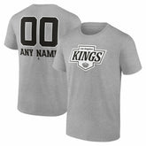 NHL,Custom Los Angeles Kings Big & Tall Personalized Name & Number Monochrome T-Shirt - Gray