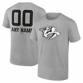 NHL,Custom Nashville Predators Big & Tall Personalized Name & Number Monochrome T-Shirt - Gray