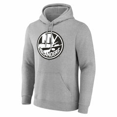 NHL,Custom New York Islanders Big & Tall Personalized Name & Number Monochrome Pullover Hoodie - Gray