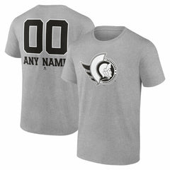 NHL,Custom Ottawa Senators Big & Tall Personalized Name & Number Monochrome T-Shirt - Gray