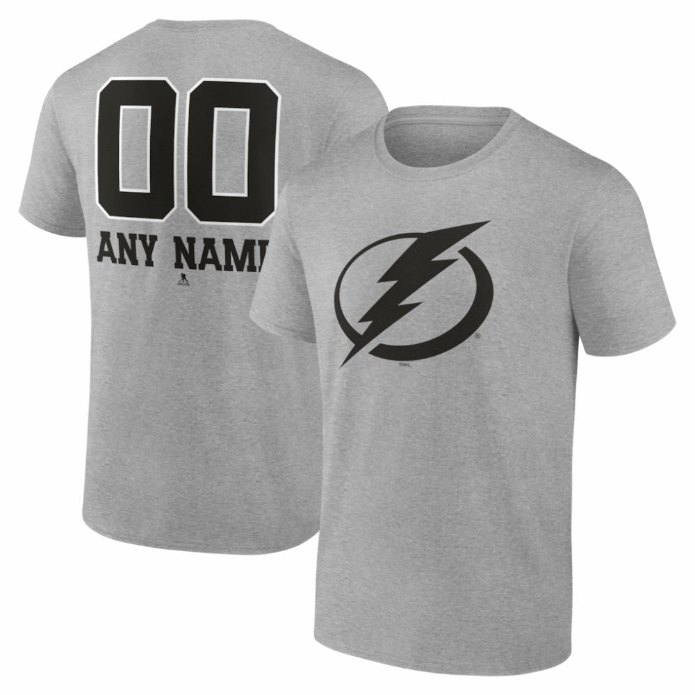 NHL,Custom Tampa Bay Lightning Big & Tall Personalized Name & Number Monochrome T-Shirt - Gray