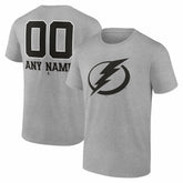 NHL,Custom Tampa Bay Lightning Big & Tall Personalized Name & Number Monochrome T-Shirt - Gray