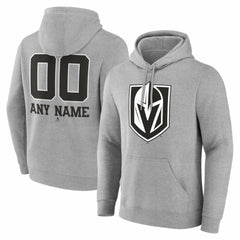 NHL,Custom Vegas Golden Knights Big & Tall Personalized Name & Number Monochrome Pullover Hoodie - Gray