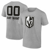 NHL,Custom Vegas Golden Knights Big & Tall Personalized Name & Number Monochrome T-Shirt - Gray