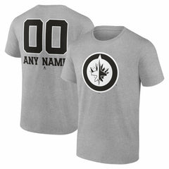 NHL,Custom Winnipeg Jets Big & Tall Personalized Name & Number Monochrome T-Shirt - Gray